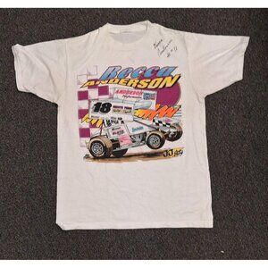 Vintage Becca Anderson SIGNED T-Shirt #18 Autographed Racing Sprint Car 90s Y2K